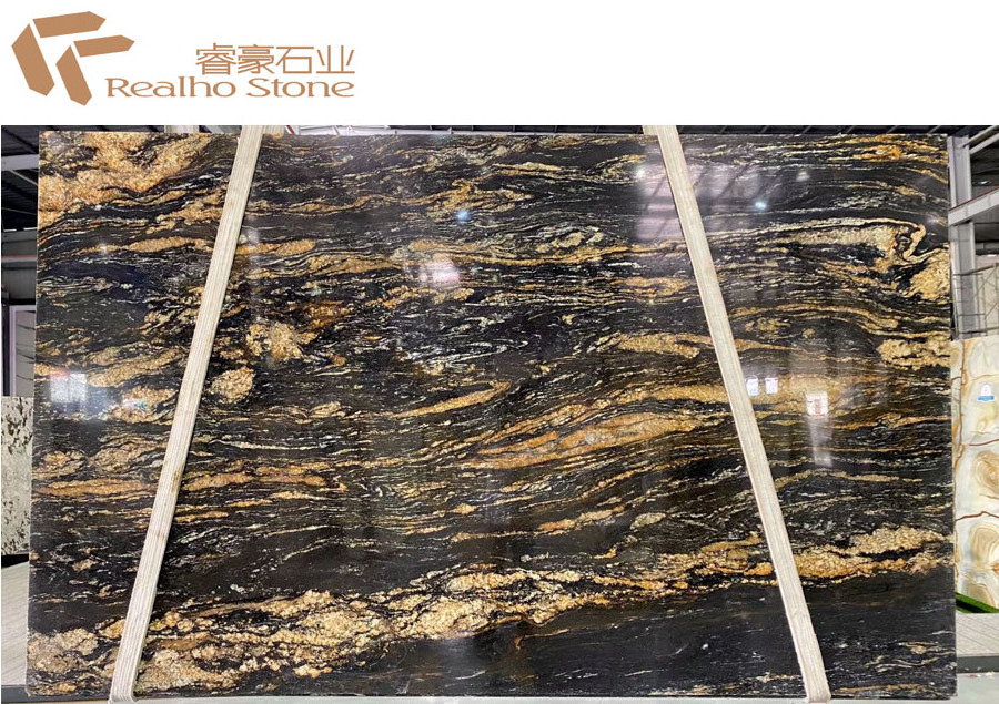 stunning granite TV wall cladding indoor flooring  natural stone Fantasy Golden dragon granite