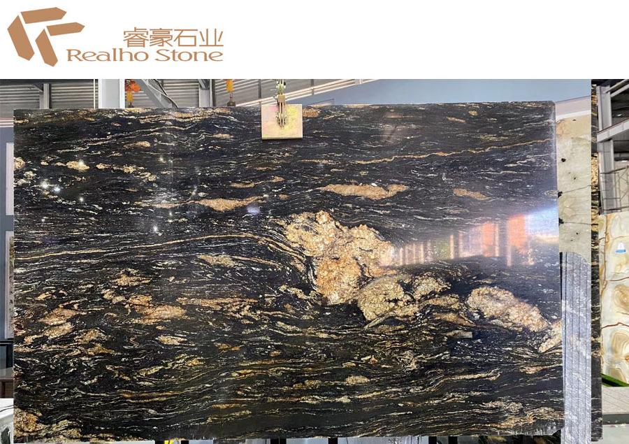 stunning granite TV wall cladding indoor flooring  natural stone Fantasy Golden dragon granite