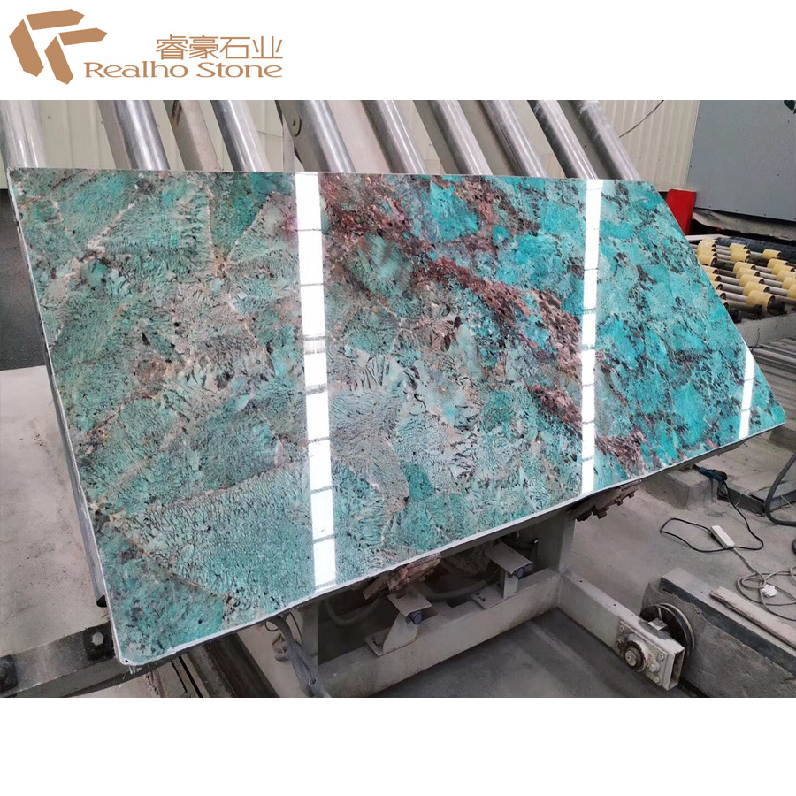 Ocean Blue Amazonite Stone Slab For Wall Panels