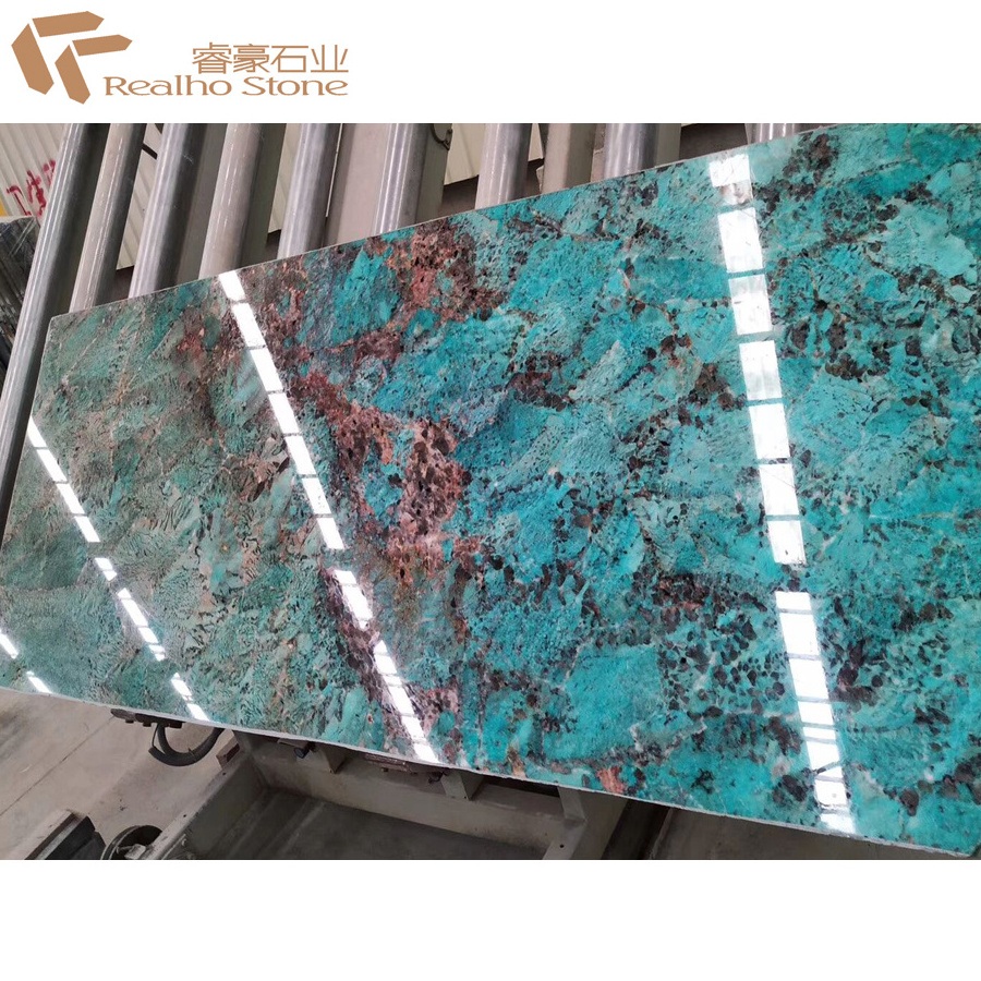 Ocean Blue Amazonite Stone Slab For Wall Panels