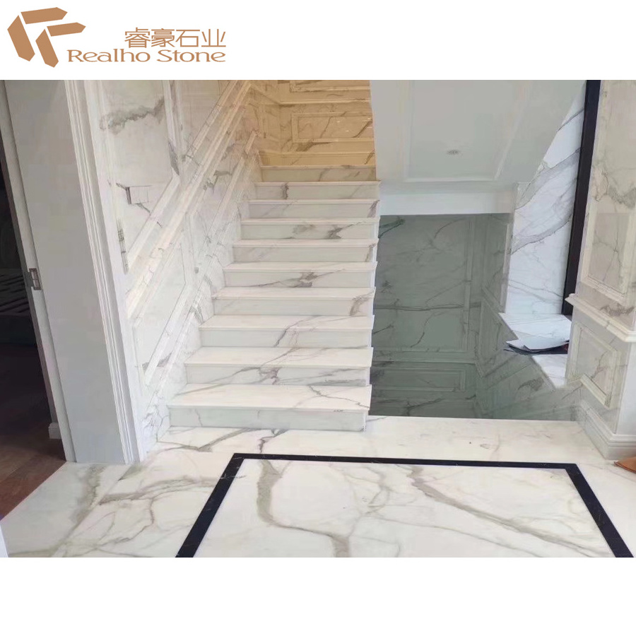 Top Quality Polished Italian Calacatta White Marble Stone Flooring Tile