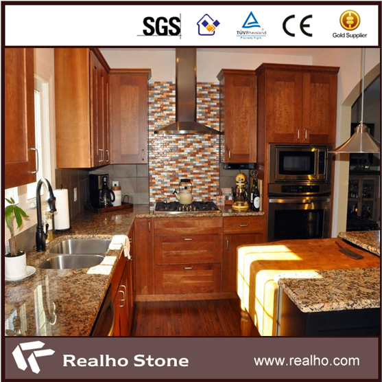 Bevelled Edge Giallo Fiorito Granite Kitchen Countertop Price