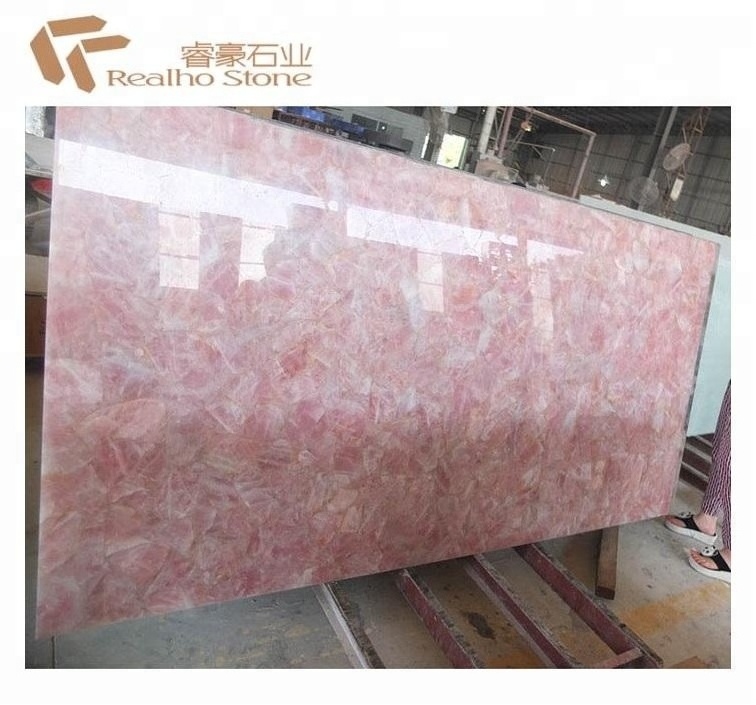 Wholesale Semi Precious Pink Rose Quartz Slab Countertops