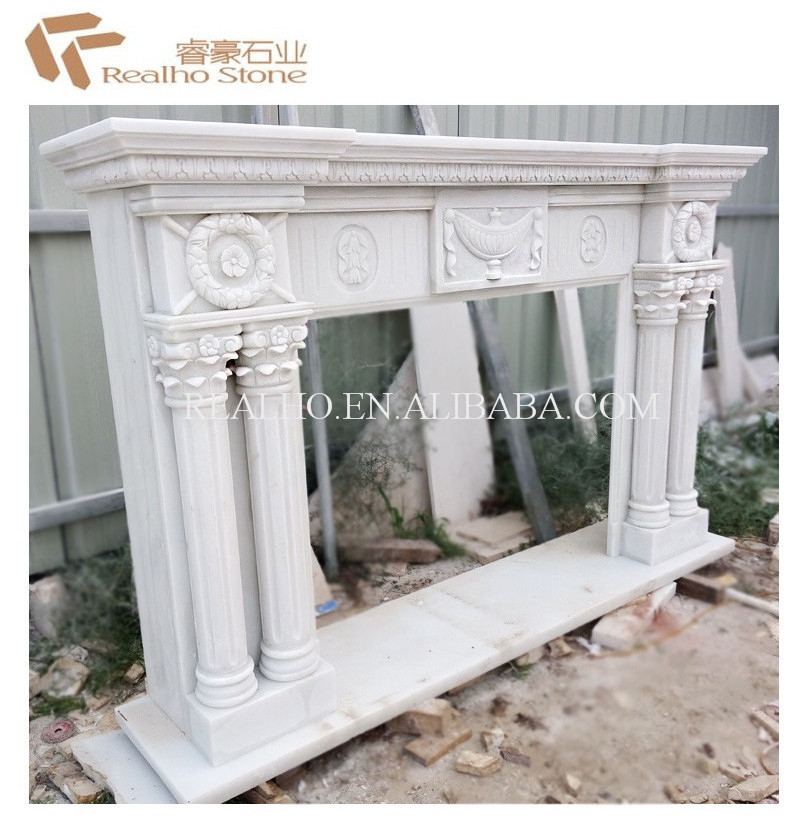 Popular Good Quality White Marble Mantel Electric Fireplace