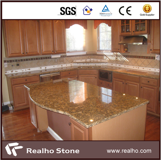 Bevelled Edge Giallo Fiorito Granite Kitchen Countertop Price