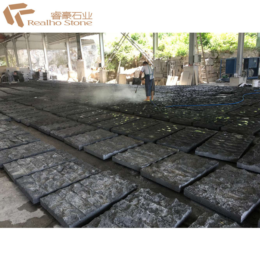 Nature Split Surface Price Nero Black Volcano Granite For Landscaping Rock Stone Decoration