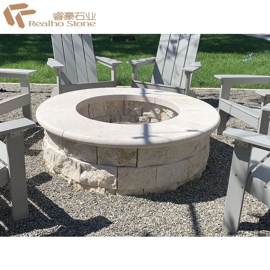 Natural Marble Brick locking Wood Burning Fire Pits