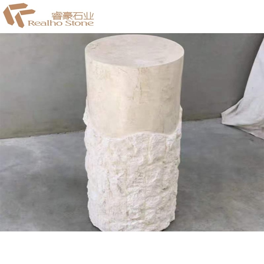 Hand Carved Natural Stone Travertine Column For home