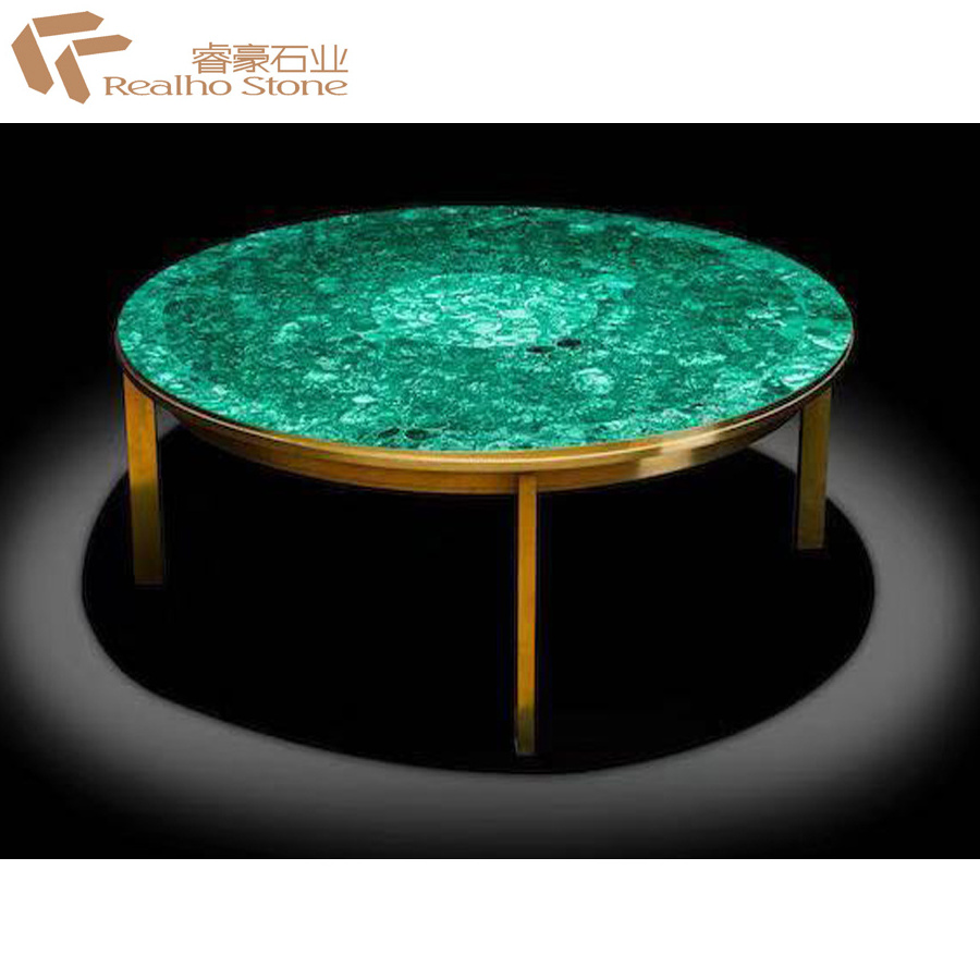 Natural Green Malachite Stone Table Top For Sale