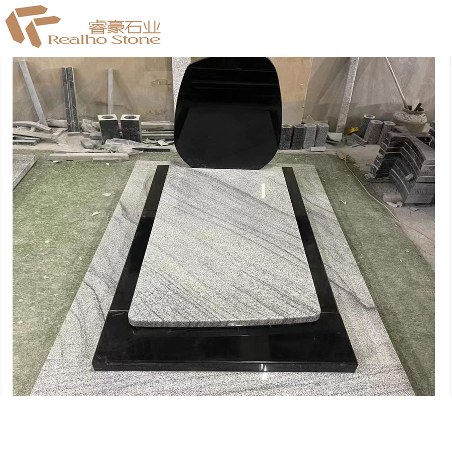 China Juparana Grey Black Granite Tombstone Memorial Gravestone