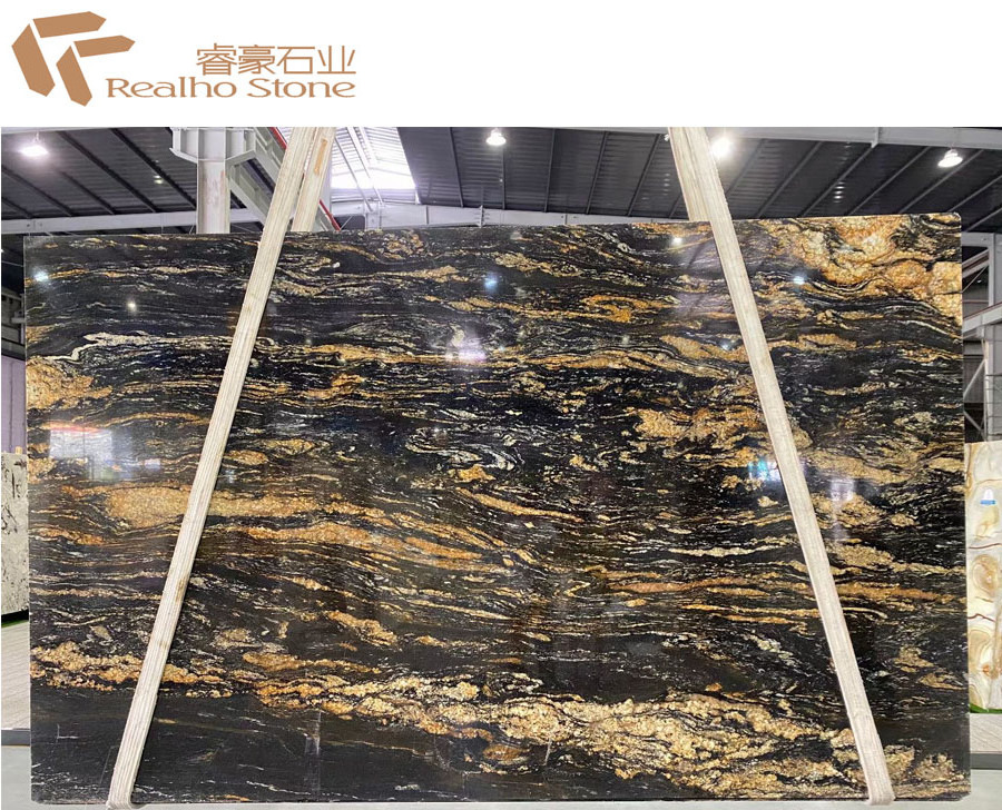 stunning granite TV wall cladding indoor flooring  natural stone Fantasy Golden dragon granite