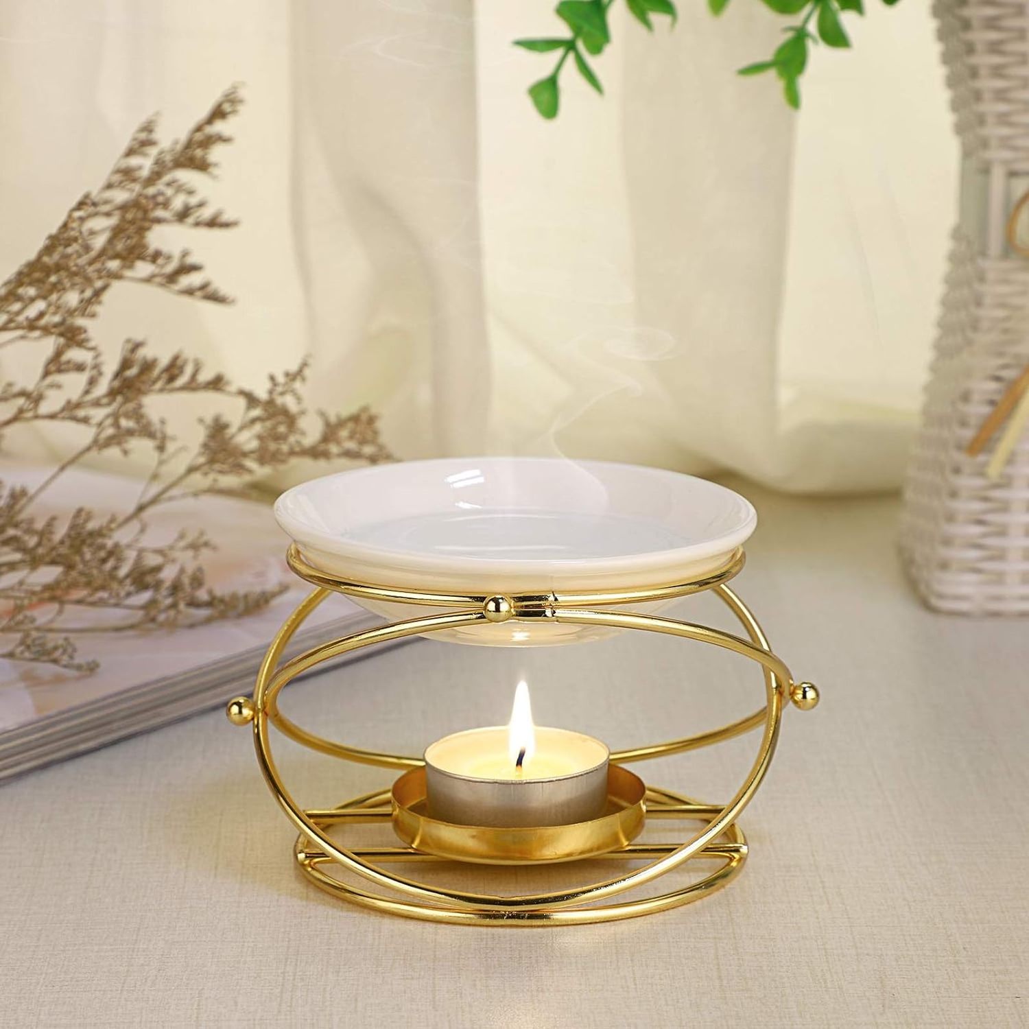 Ceramic Metal Oil Burner Wax Warmer Delicate Creative Romantic Candle Holder Oil Burner Fragrance Warmer Home