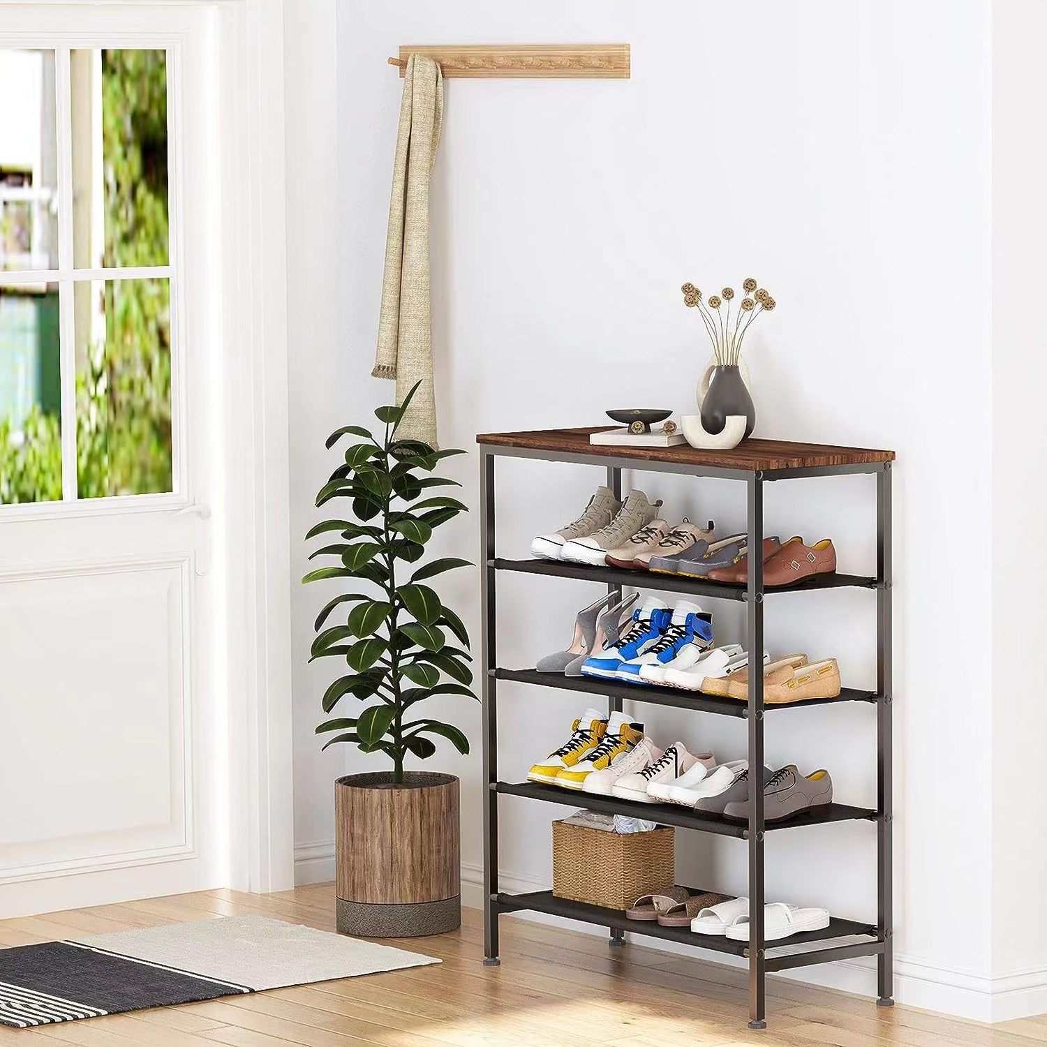 4 Tier Shoe Storage Rack for 9-12 Pairs of Shoes