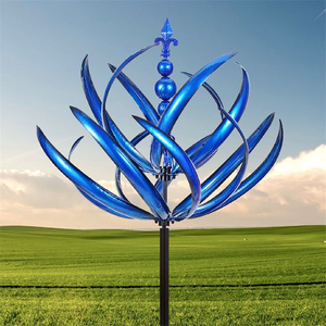 Windmill Garden Decor 3D Wind Powered Kinetic Lawn Wind Rotator Solar Spinners Durable Reflective with Ground Plug