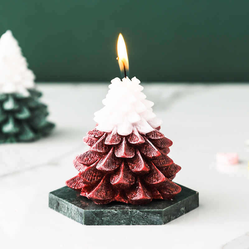 Newest Luxury Green Art Candle Fragrance Christmas Tree Scented Wax Gift Candles For Home Festival Decorative Aromatherapy Wax