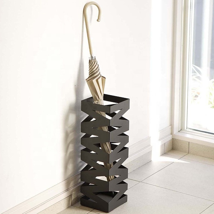 Metal iron square rectangular umbrella rack holder stand,  indoor umbrella stand holder with drip tray