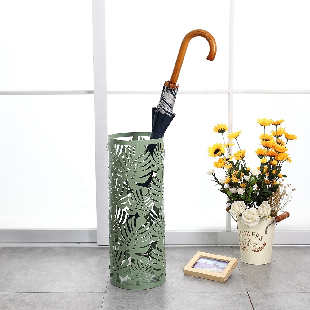 New arrival round shape leaf design metal iron umbrella rack stands