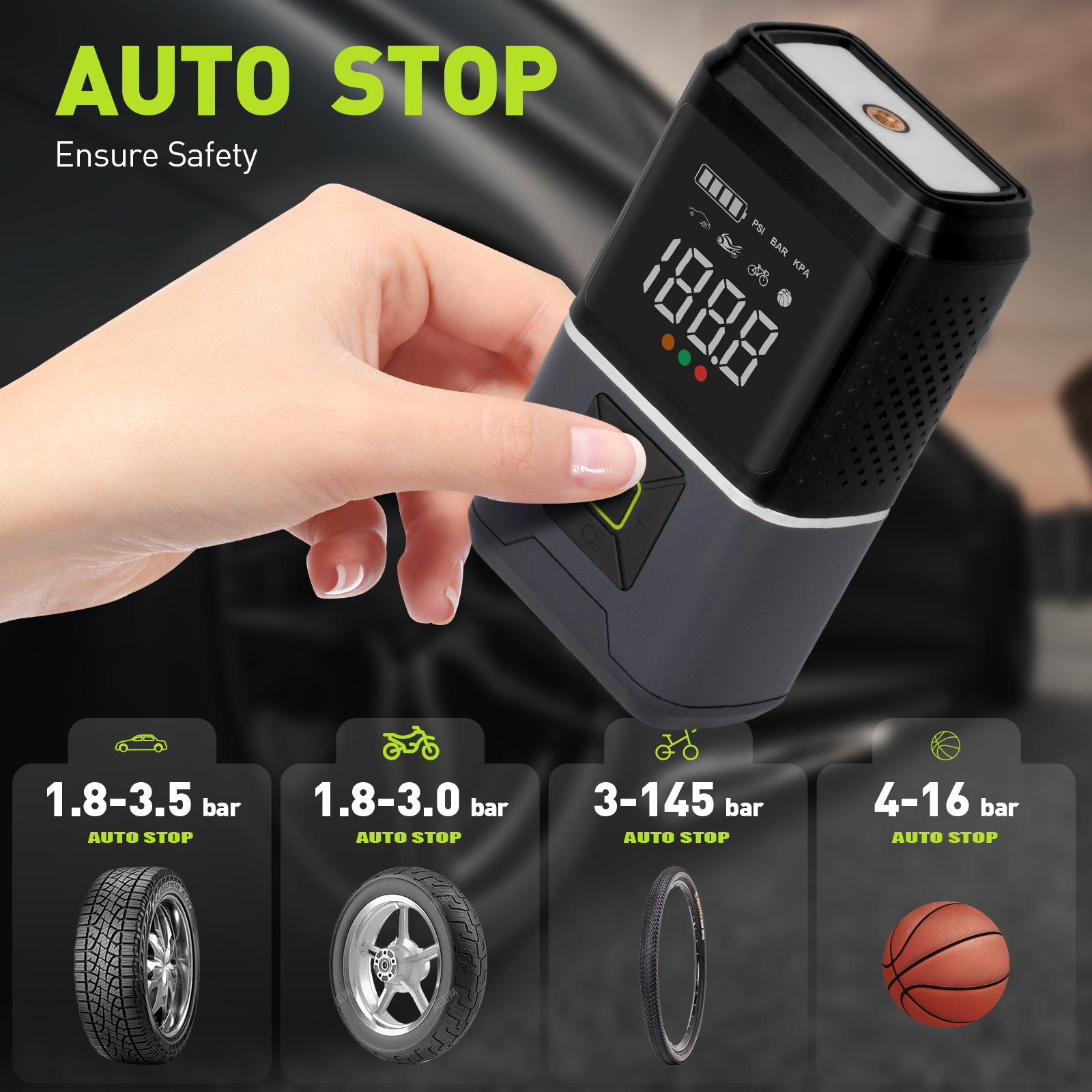 Car Tire Pump  Mini Pump Portable Rechargeable Air Compressor Tyre Pump Electric Mini Car Air Compressor Max Customized