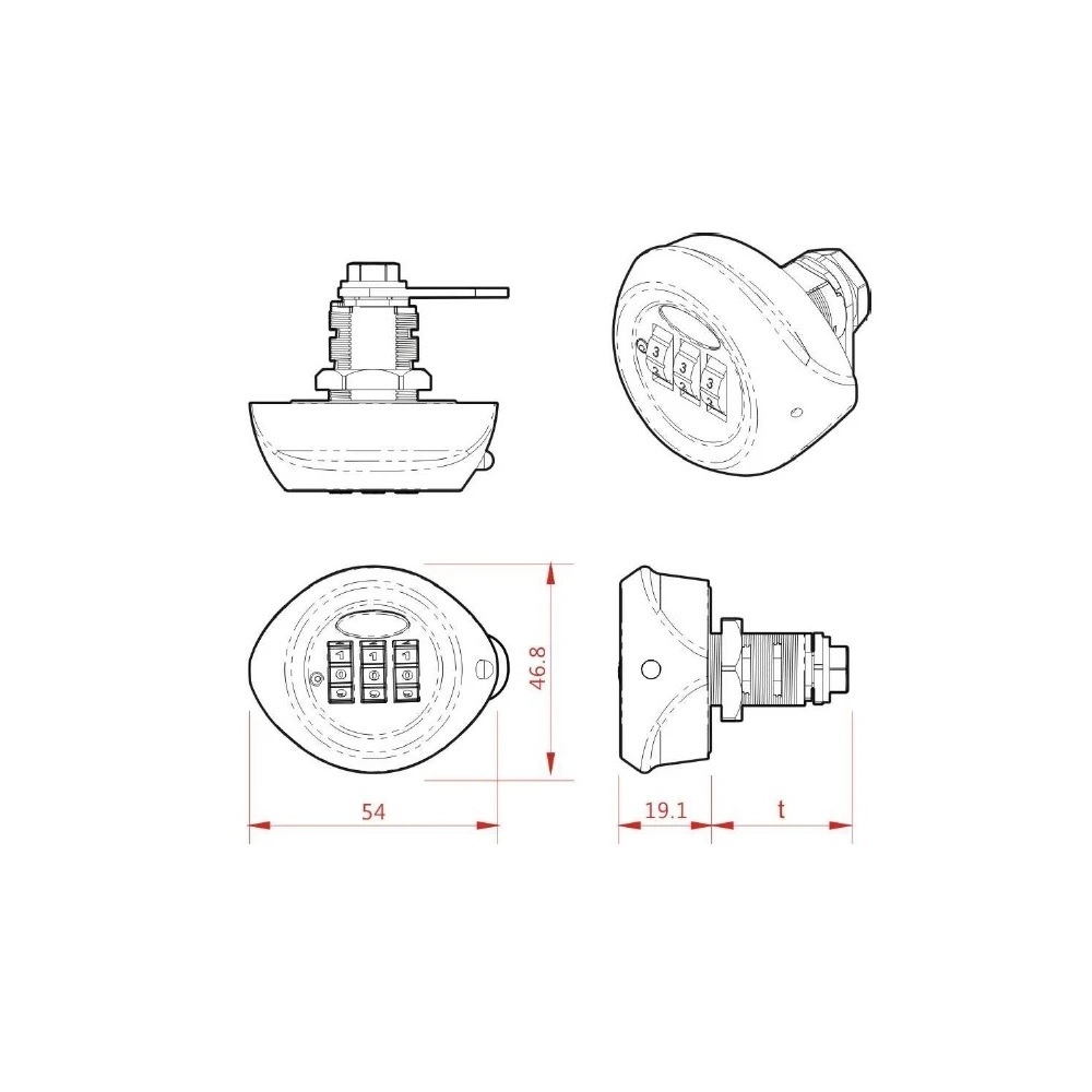 REAL RL-9047 Combination Locker Lock For Home Improvement, mailbox/tool box Keyless Lock, Locker Combination Lock