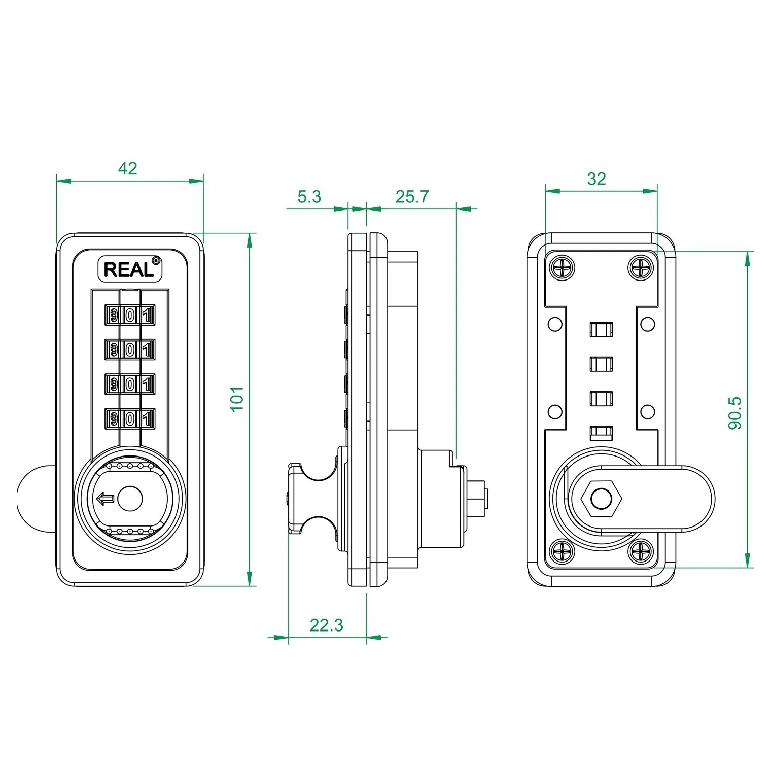 REAL RL-9041 High Quality 4 Digits Combination Lock for Office and Gym, Cabinet Combination Lock, Locker Combination Lock