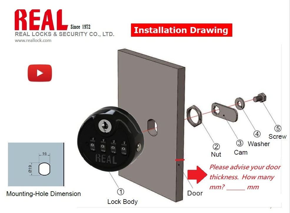 REAL RL-10347 Mechanical Security Resettable Keyless 4 Digital Combination Lock For Safe Box no battery needed