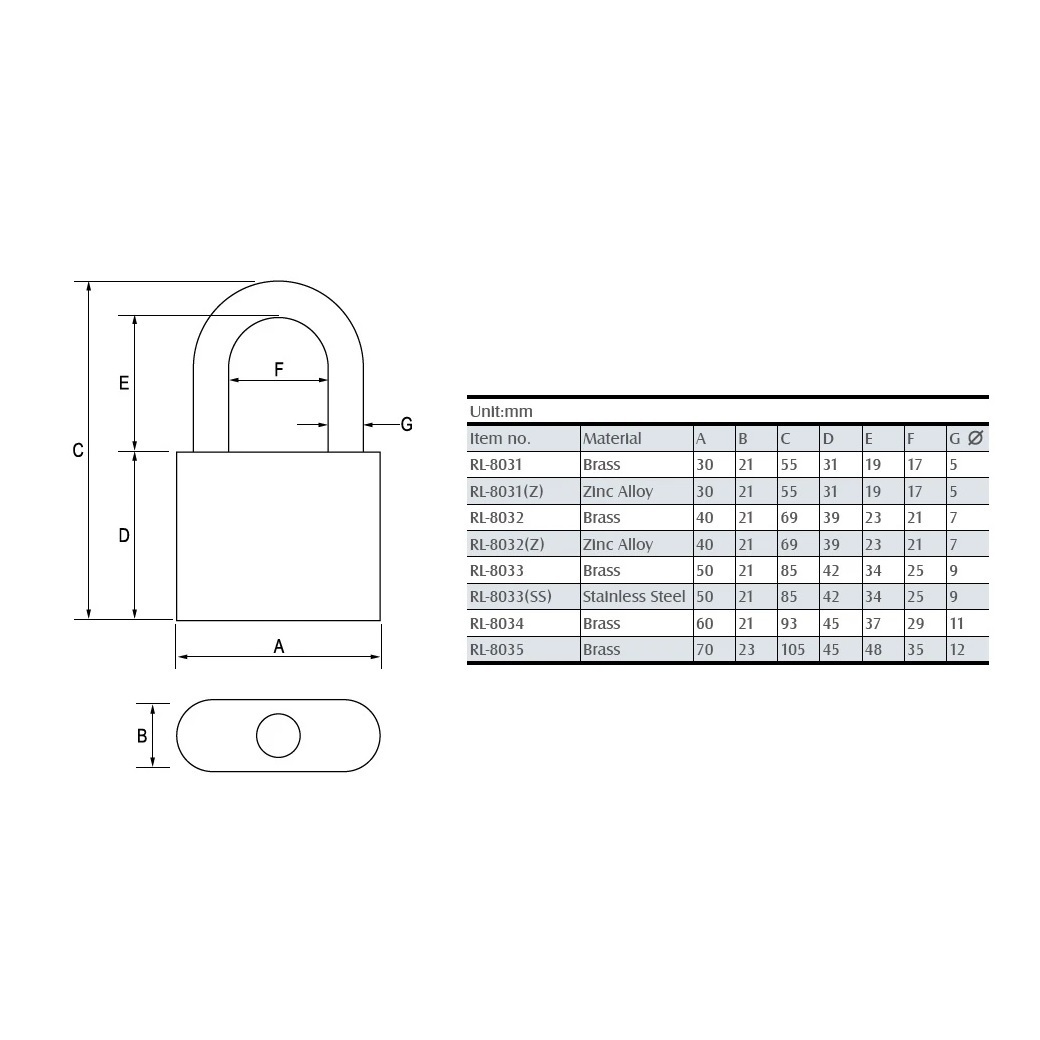 REAL RL-8031 High Security Padlock Useful Brass And Zinc Alloy Padlock Hardened Steel Padlock For Export