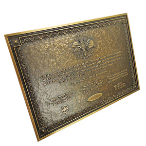 Manufacturer custom company Logo memorial embossed brass bronze plaque metal Plaques