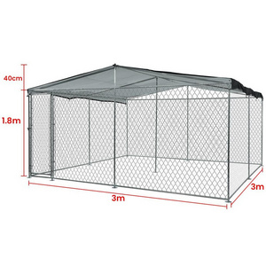 3x3x2.2M Heavy duty pet run cage  chain link metal dog kennel pet play pen with removable roof dog cage run pen animal cage