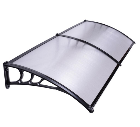 39.4 in x94.5 in Extending Porch Canopy Black Door Awning 5mm Fluted Clear Polycarbonate Canopy Ideal For Doors And Windows