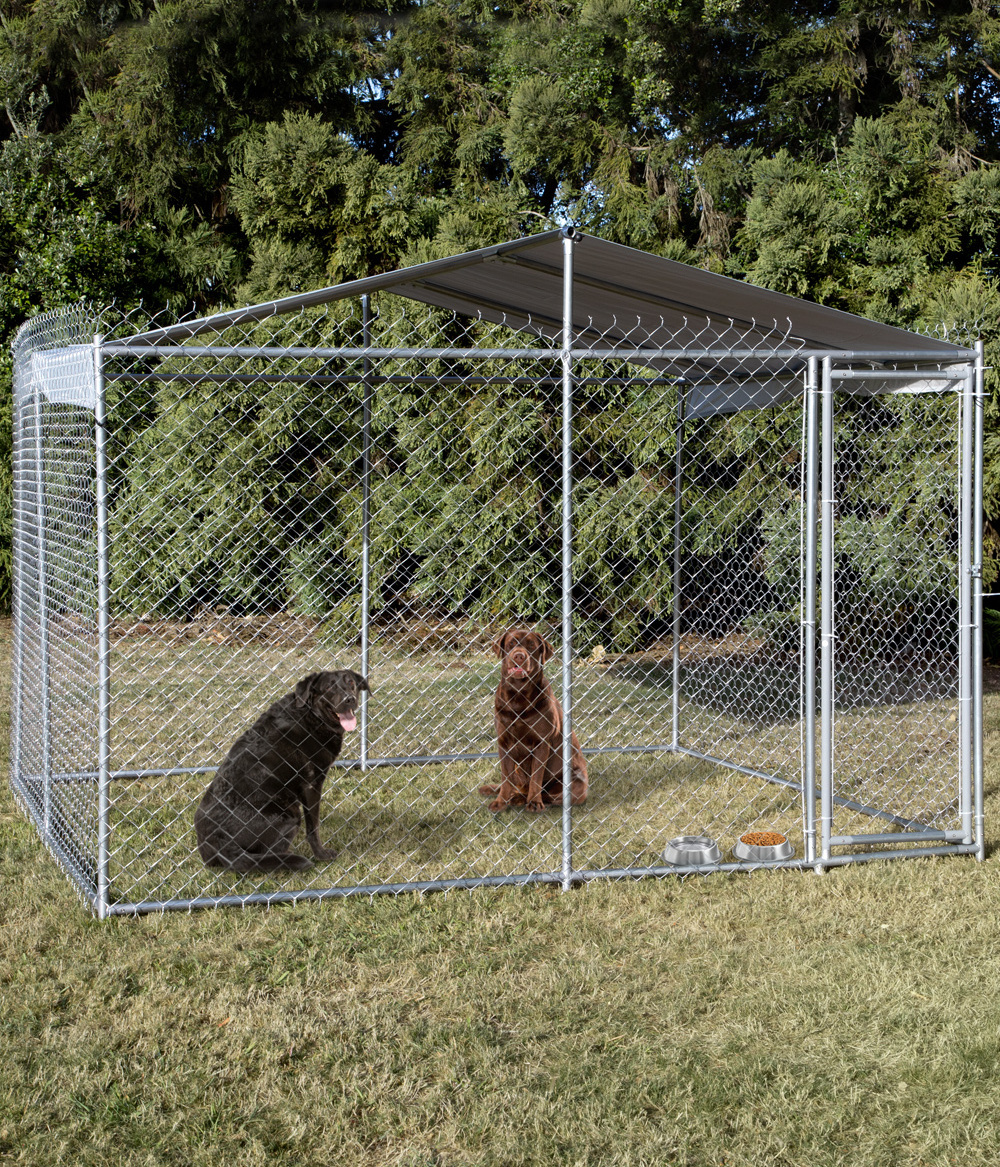 3x3x2.2M Heavy duty pet run cage  chain link metal dog kennel pet play pen with removable roof dog cage run pen animal cage