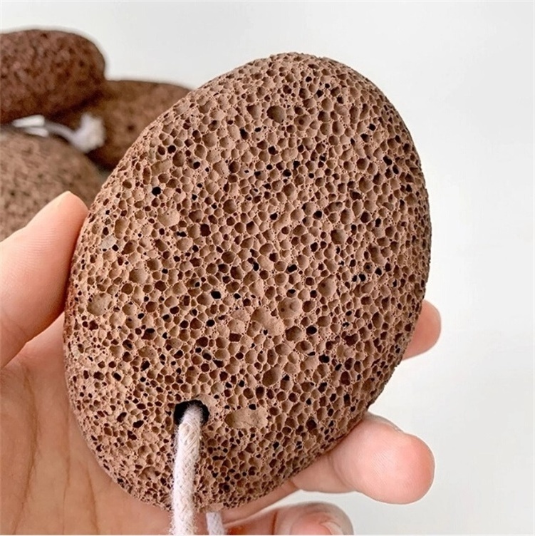 Realong Wholesale Foot Callus Remover Scrubber Brown Oval Shape Exfoliating Natural Earth Lava Pumice Stone