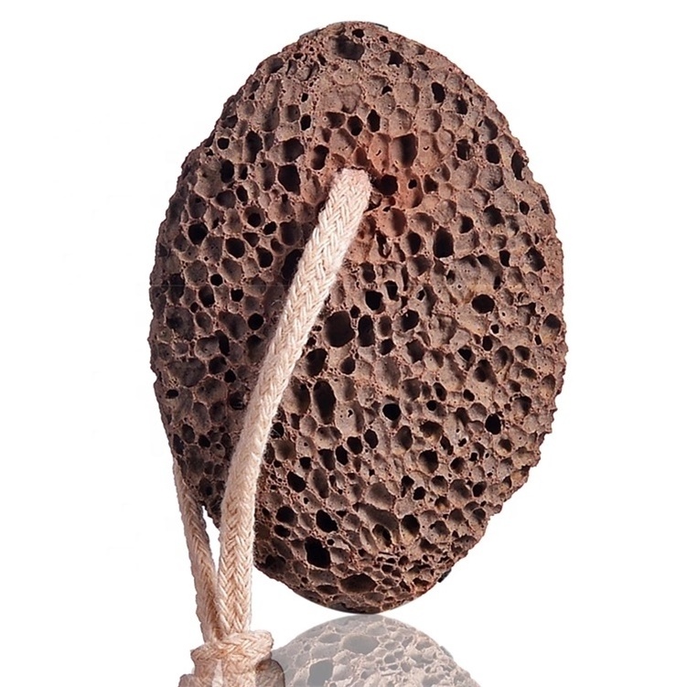 Realong Wholesale Foot Callus Remover Scrubber Brown Oval Shape Exfoliating Natural Earth Lava Pumice Stone