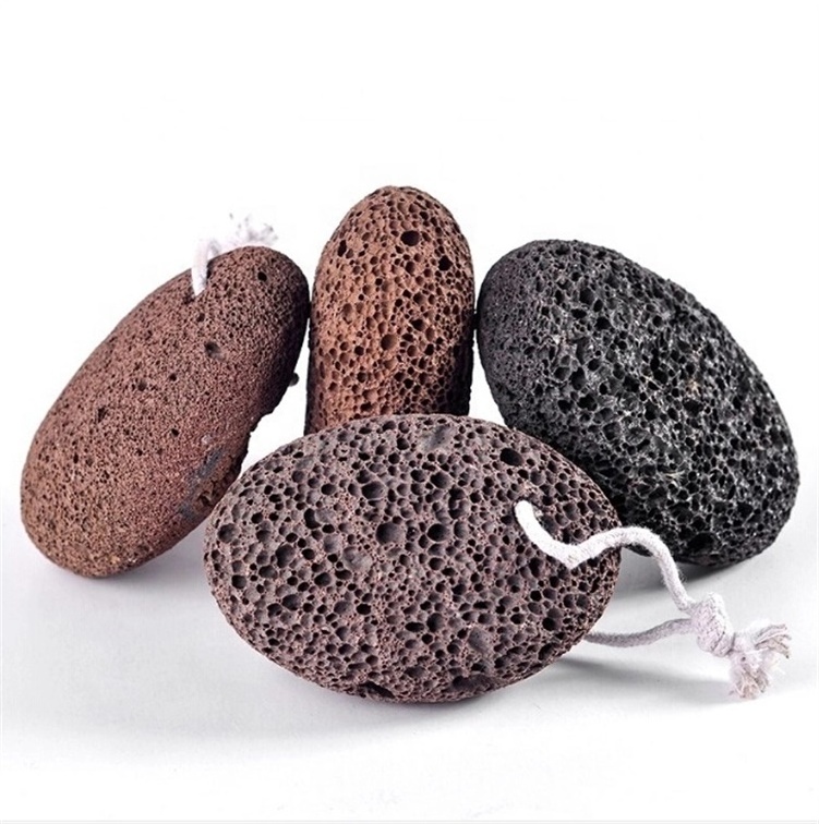 Realong Wholesale Foot Callus Remover Scrubber Brown Oval Shape Exfoliating Natural Earth Lava Pumice Stone