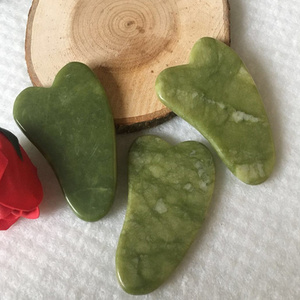 Wholesale custom green face body facial scraping board massage tool jade guasha set gua sha stone