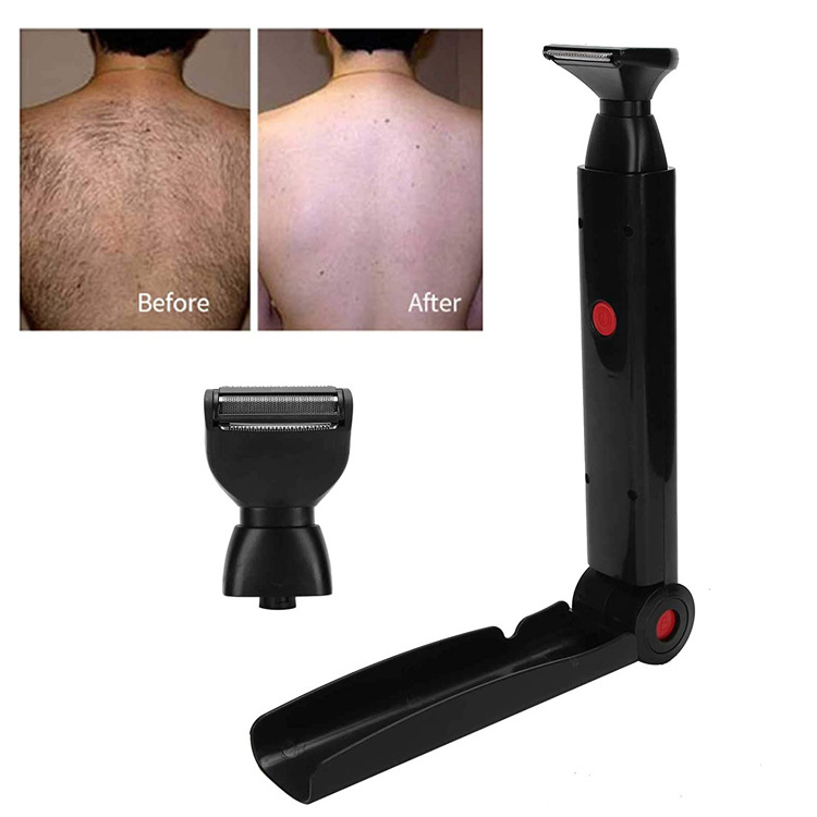 Back Shaver for men USB Rechargeable folding handle with two shave head