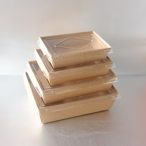 Biodegradable Take Away Lunch Box/ Salad Box / Kraft Paper Food Packaging Boxes with Plastic Lid