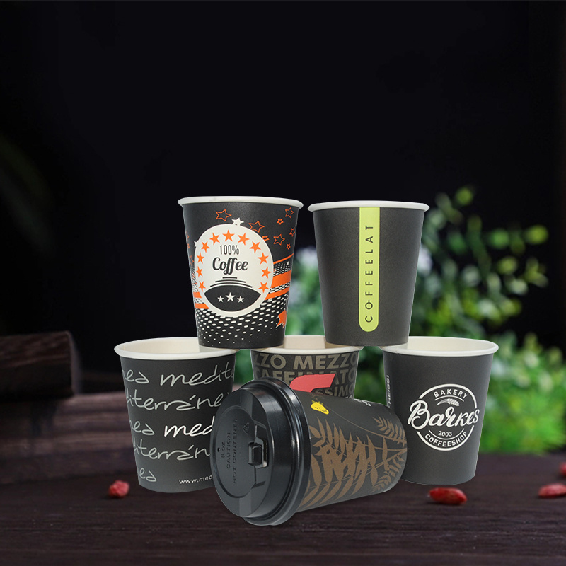 2024 4oz 7oz 8oz 12oz 16oz  Disposable single wall paper cup For Hot Drink Biodegradable Custom Logo Accept For Coffee Cup