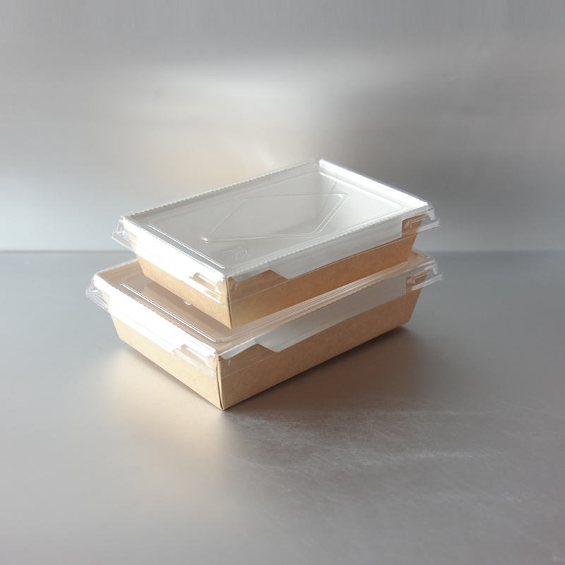 Biodegradable Take Away Lunch Box/ Salad Box / Kraft Paper Food Packaging Boxes with Plastic Lid