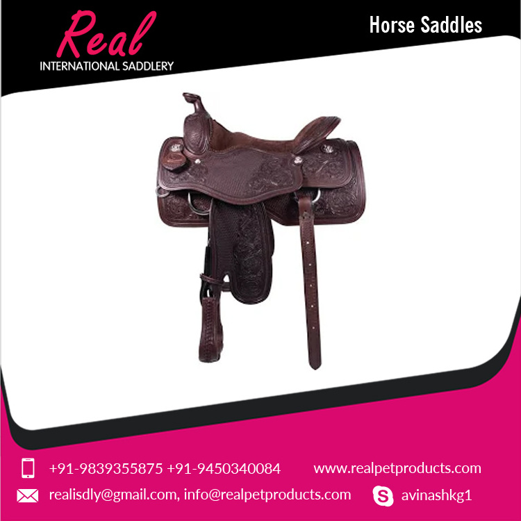 Latest Design Rich Quality Leather Western Style Brown Color Horse Saddle