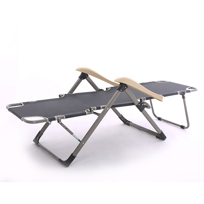 Folding chair bed for outdoor furniture general use folding beach chaise lounge chair with handle metal folding chair