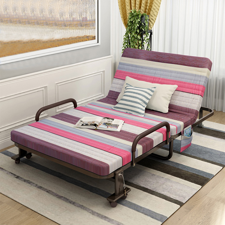 High quality king single hotel folding metal sofa bed frame with pillow