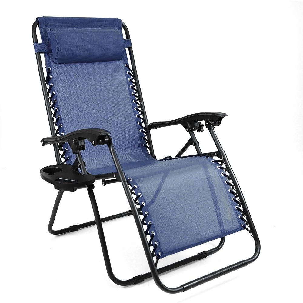 Patio DurableSoft Outdoor Recliner  Folding  Zero Gravity Chair with Cup Holder