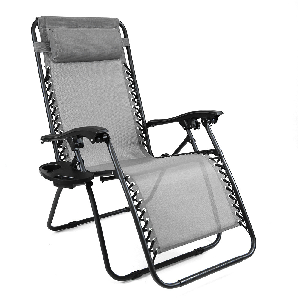 Patio DurableSoft Outdoor Recliner  Folding  Zero Gravity Chair with Cup Holder