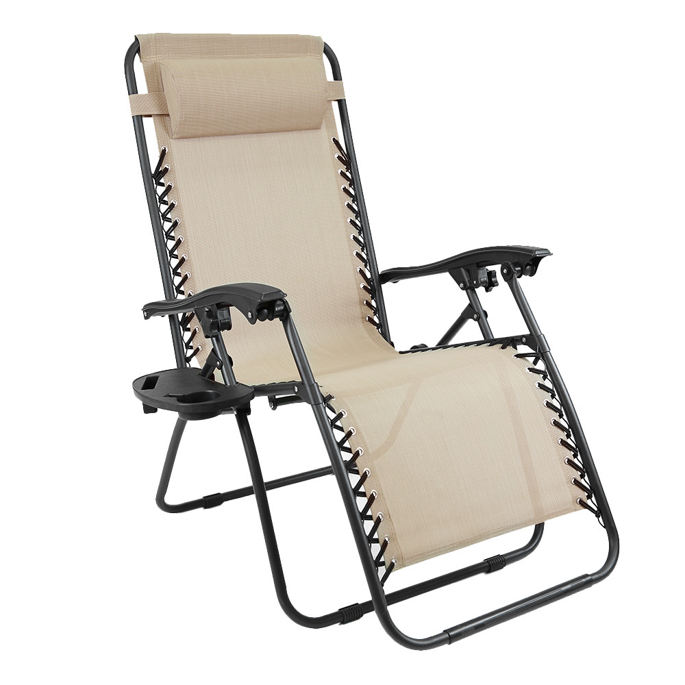 Patio DurableSoft Outdoor Recliner  Folding  Zero Gravity Chair with Cup Holder