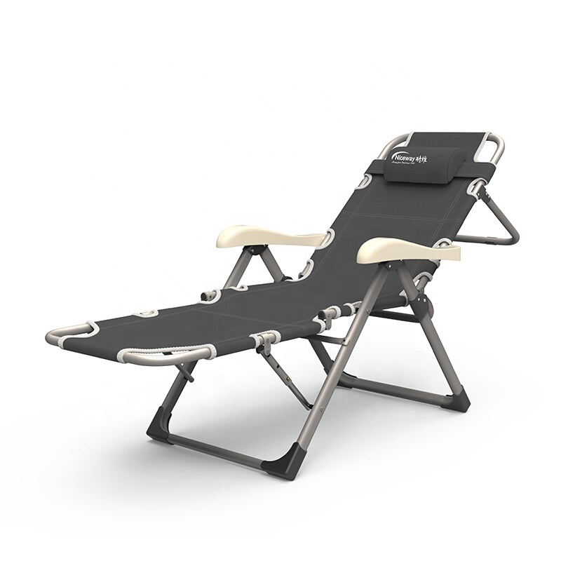 Folding chair bed for outdoor furniture general use folding beach chaise lounge chair with handle metal folding chair