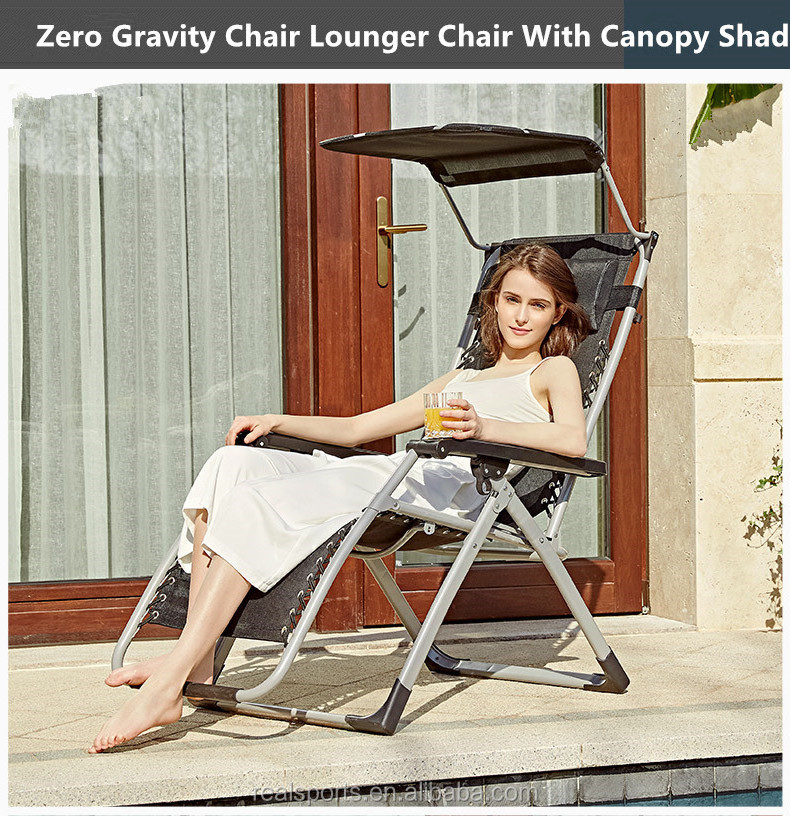 folding Zero Gravity Recliner Chair headrest, Zero Gravity Chair Lounger Chair With Canopy Shade with cup holder