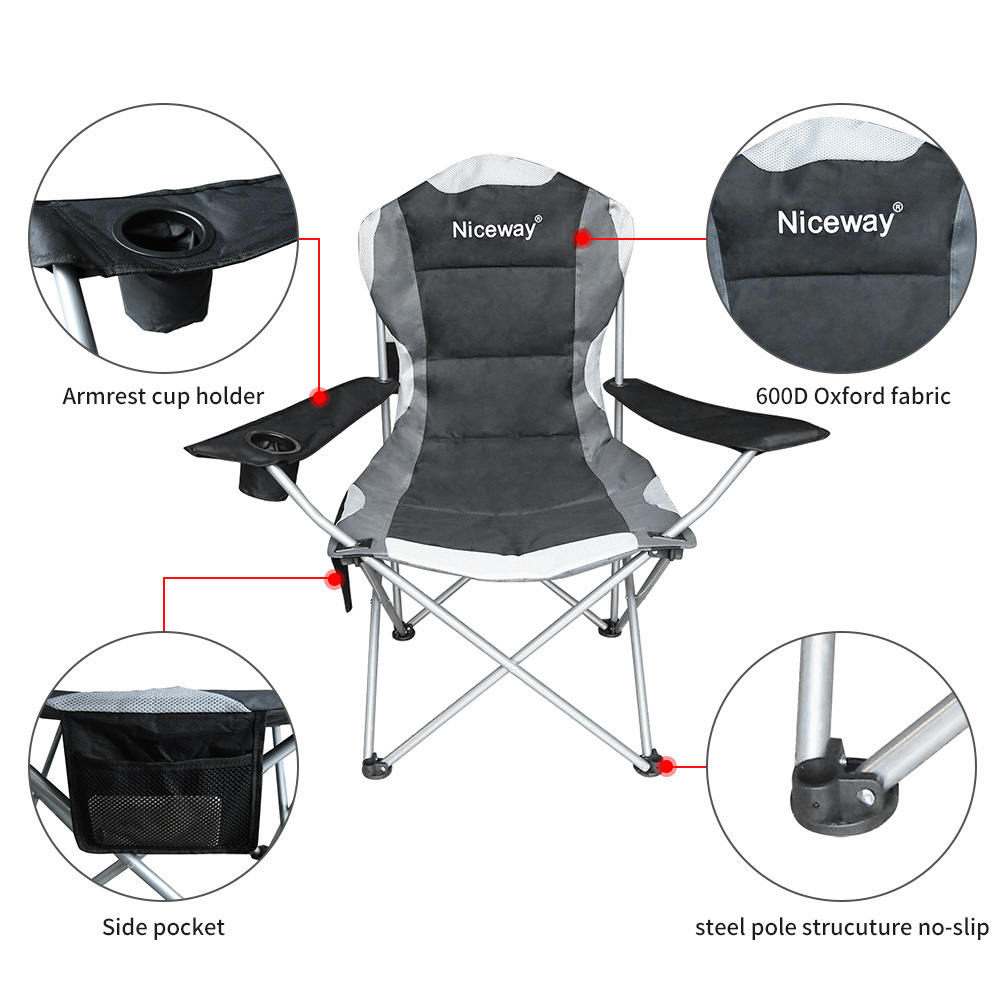 Heavy Duty Camping Chairs for Heavy People Back Support 300 lbs