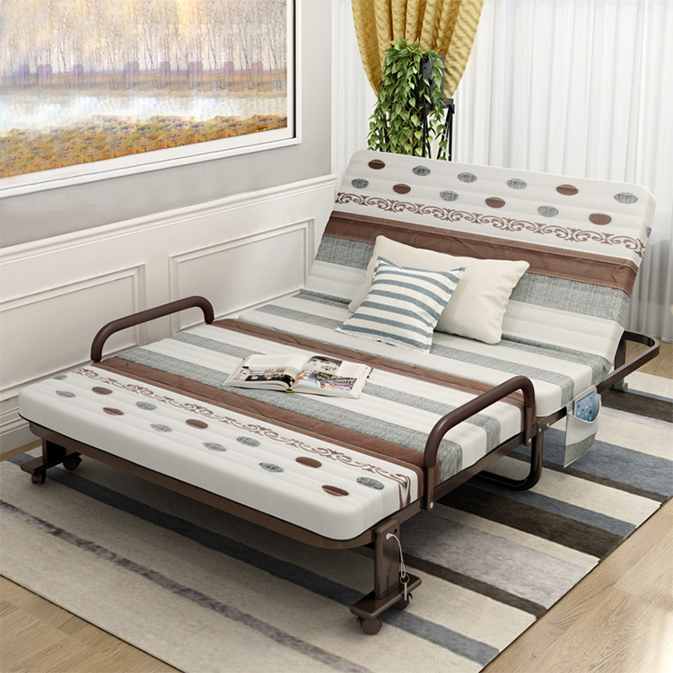 High quality king single hotel folding metal sofa bed frame with pillow