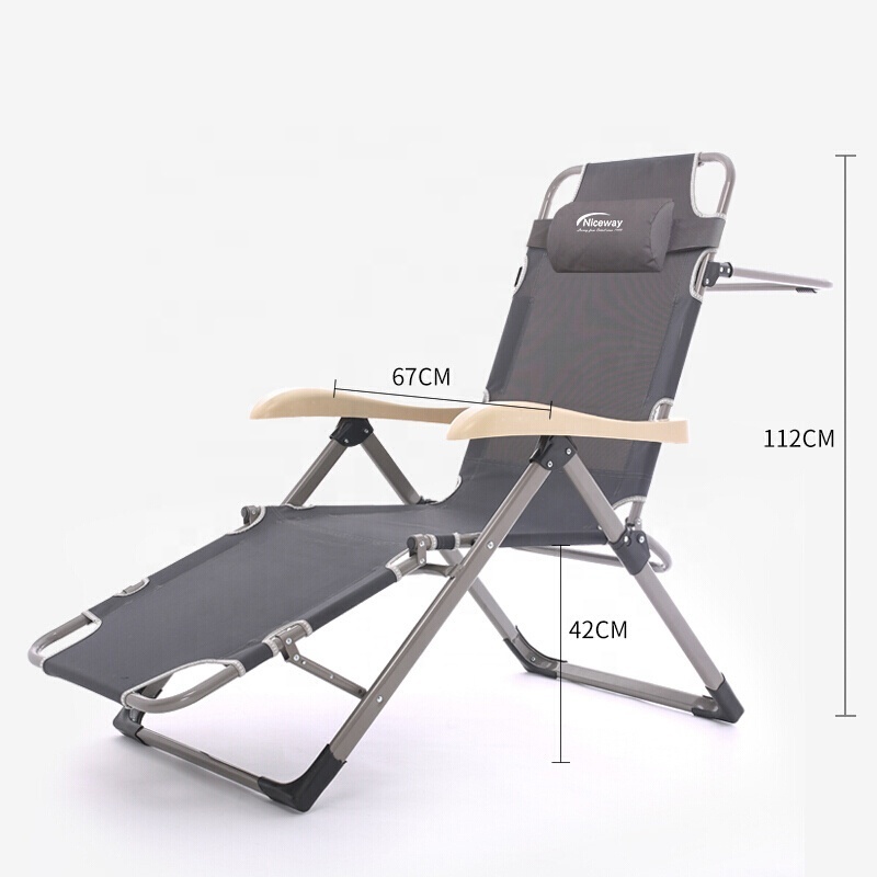 Folding chair bed for outdoor furniture general use folding beach chaise lounge chair with handle metal folding chair