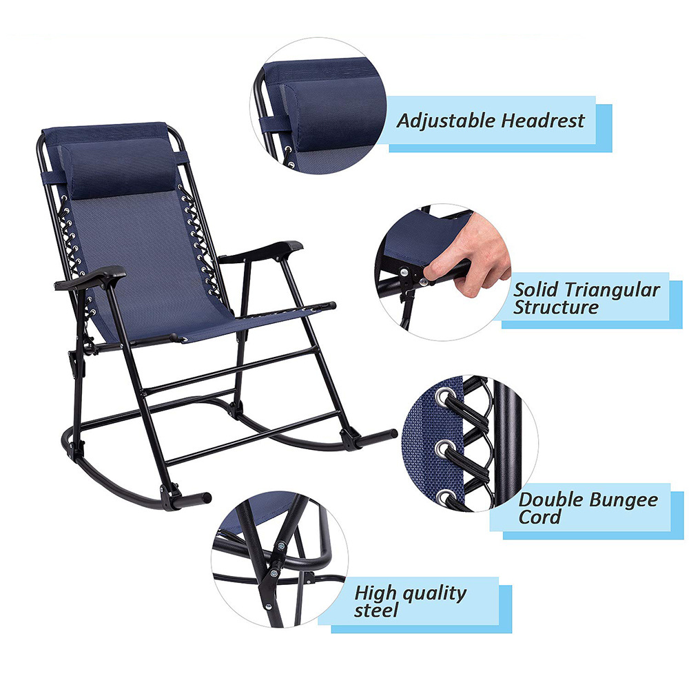 Folding Recliner Zero Gravity Rocking Chair For Camping Fishing Patio garden chair outdoor  Beach  lounge  lazy Chair